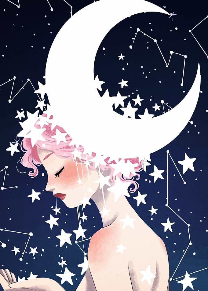 Celestial Woman with Moon and Stars