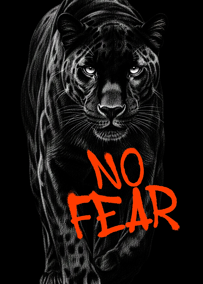 Inspirational Poster With Panther and No Fear Quote