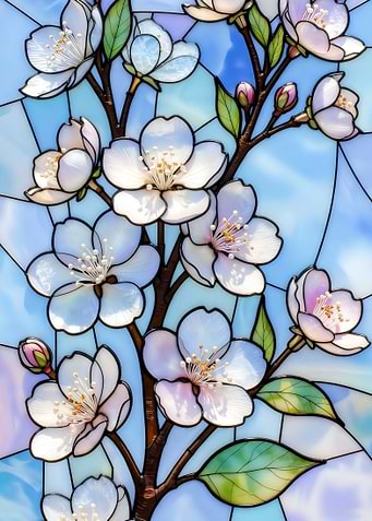 Stained Glass Cherry Blossom Branch