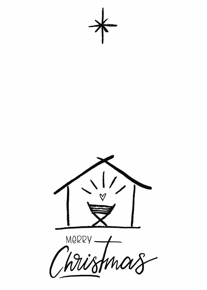 Minimalist Merry Christmas Nativity Scene