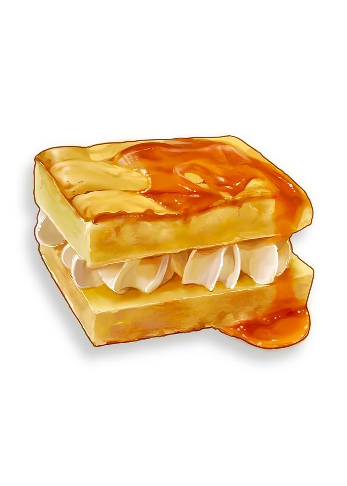 Caramel Cake with Cream Illustration