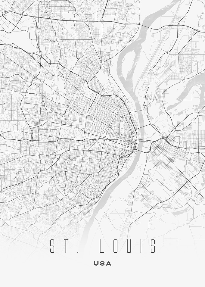 St. Louis, USA - Minimalist City Map Poster, Street Layout Wall Art