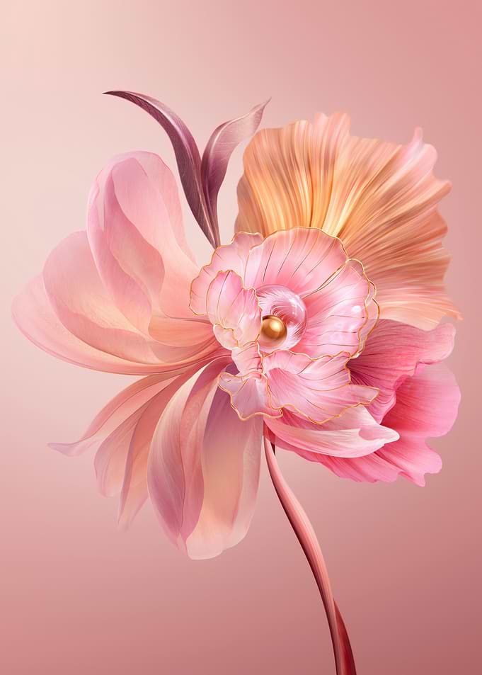Elegant Pink and Gold Floral Design