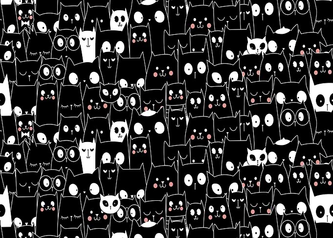 Cute Spooky Halloween Black White Cartoon Animal