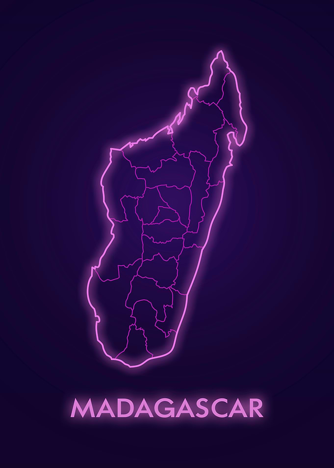 Madagascar Neon Map