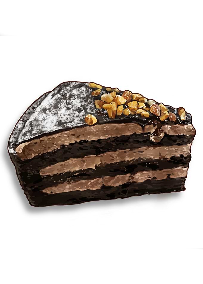 Chocolate Cake Slice with Nuts