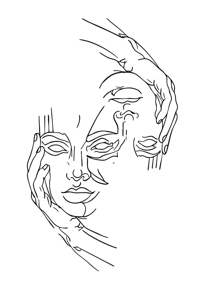 Abstract Face Line Art