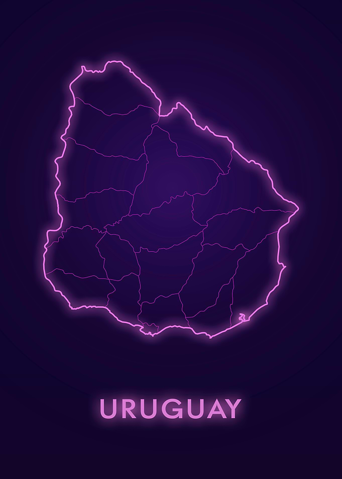 Uruguay Neon Map