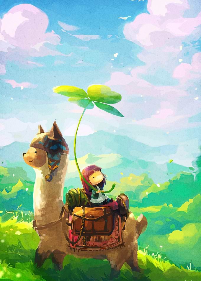 Llama Ride with Clover Umbrella