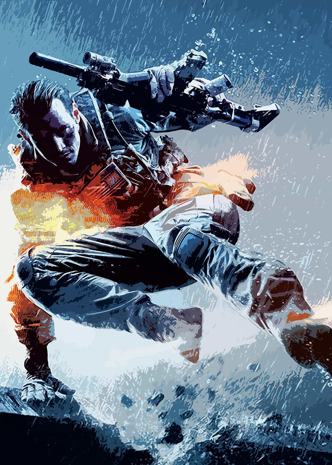 Soldier in Action Digital Art