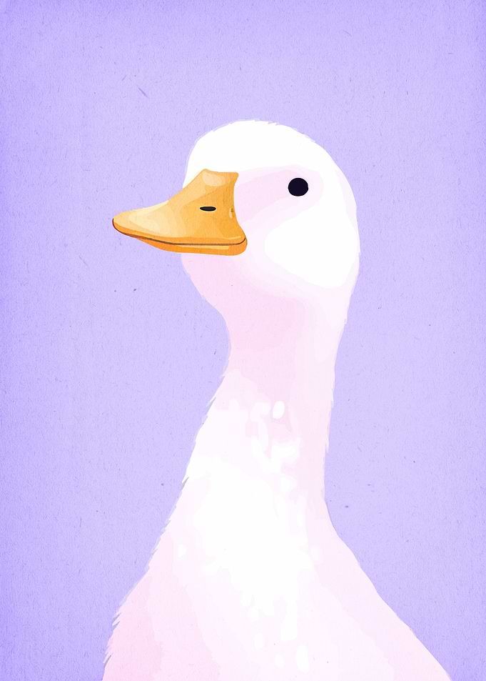 Duck Portrait on Lavender Background