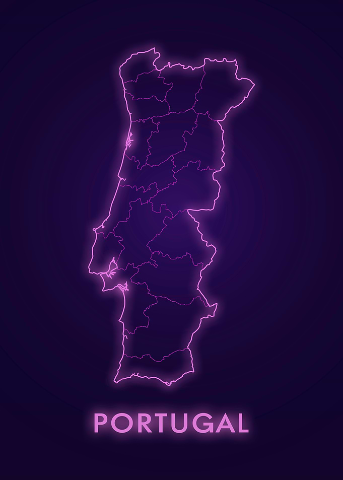 Neon Portugal Map