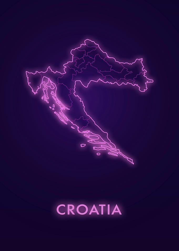 Neon Croatia Map