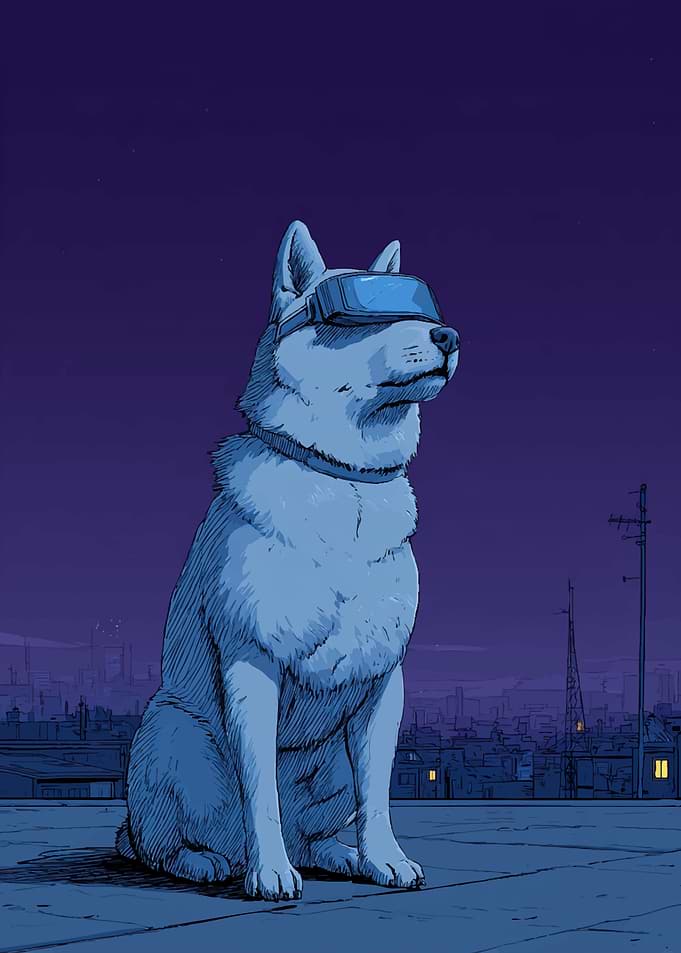 Cyberpunk Dog with VR Headset