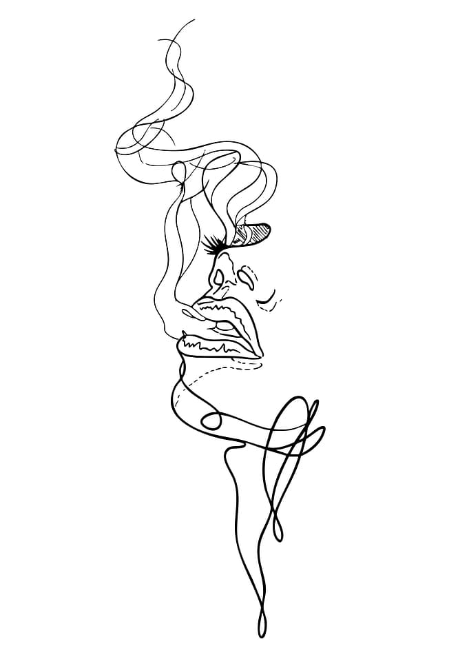 Abstract Face Line Art