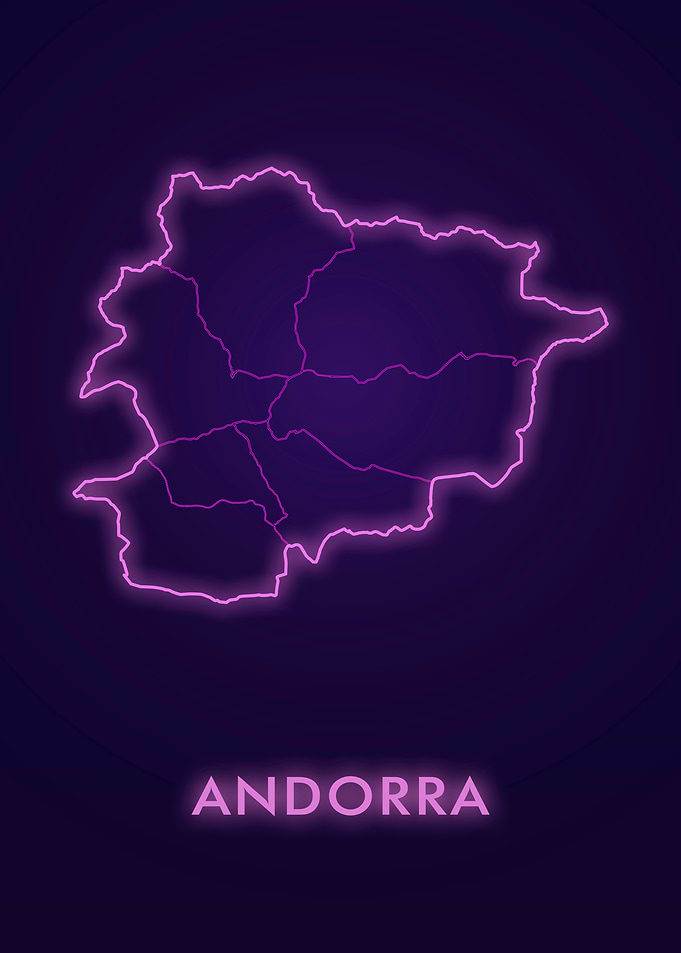 Andorra Neon Map