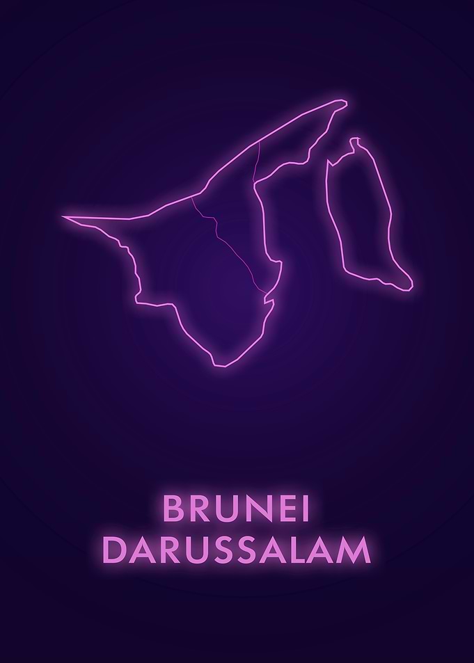 Brunei Darussalam Neon Map