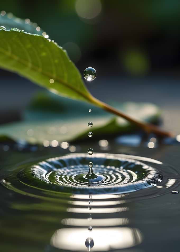 Water Droplets and Leaf