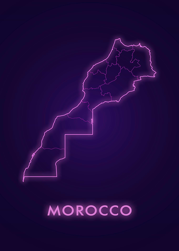 Neon Morocco Map