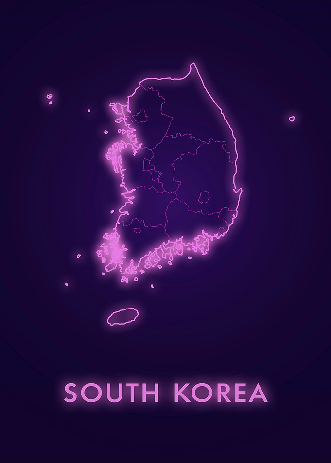 South Korea Neon Map