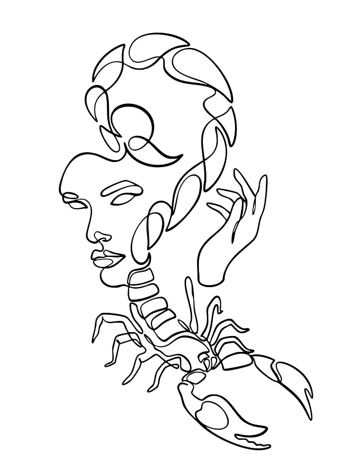 Scorpio Woman Line Art