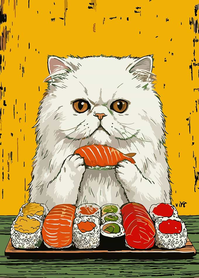 Cat with Sushi