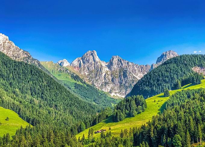 Majestic Mountain Landscape with Green Valley alps