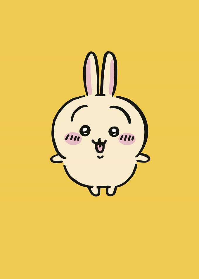 Cute Cartoon Rabbit on Yellow Background