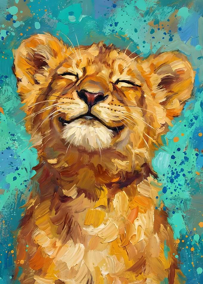 Smiling Lion Cub Painting