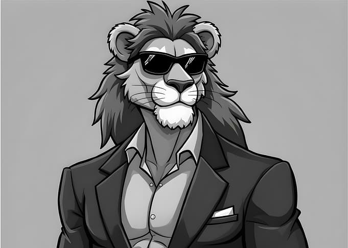 Lion in Suit with Sunglasses