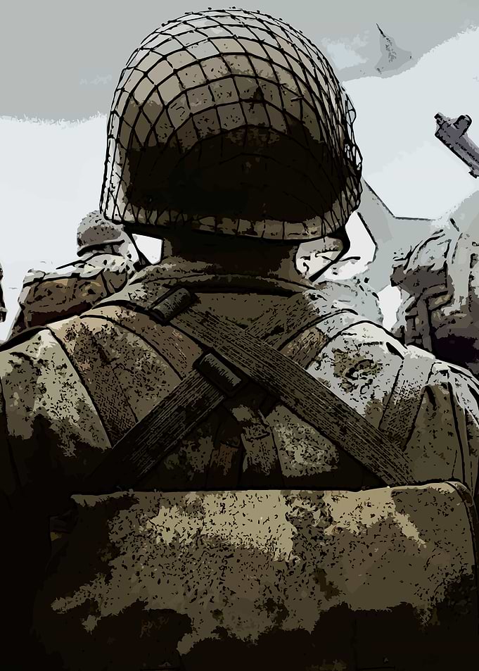 World War II Soldier Back View