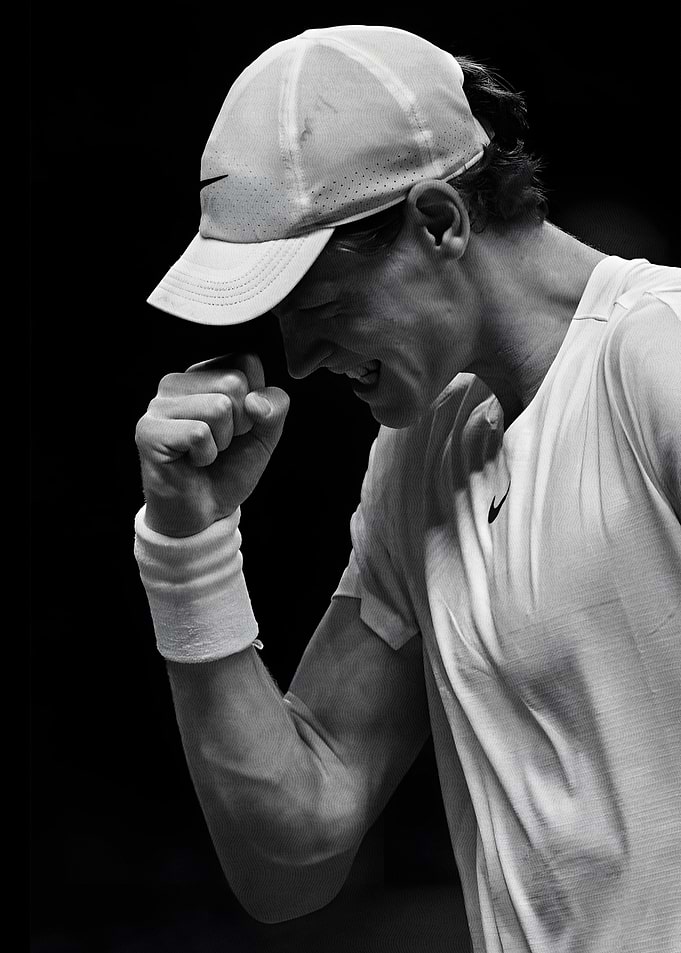 Jannik Sinner Black and White