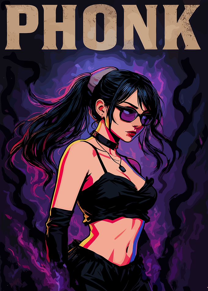 Stylish Woman with Sunglasses and 'PHONK'