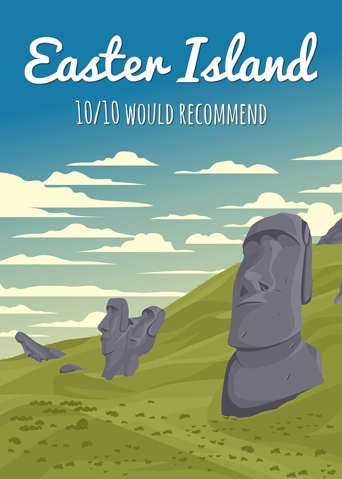 Easter Island Moai Travel Poster