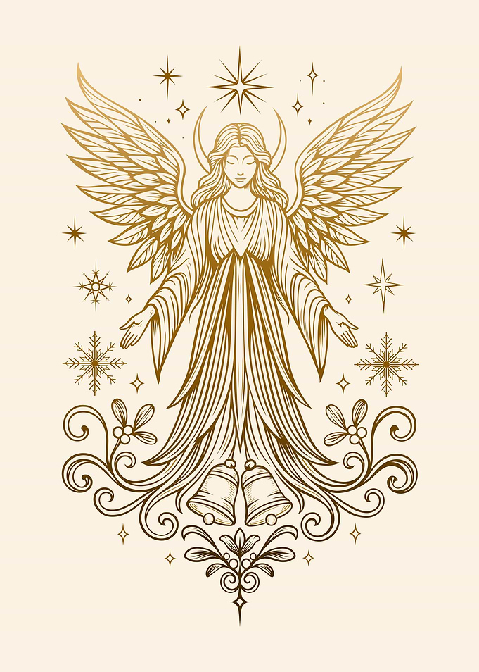 Yule Angel Art - Winter Solstice Pagan Illustration