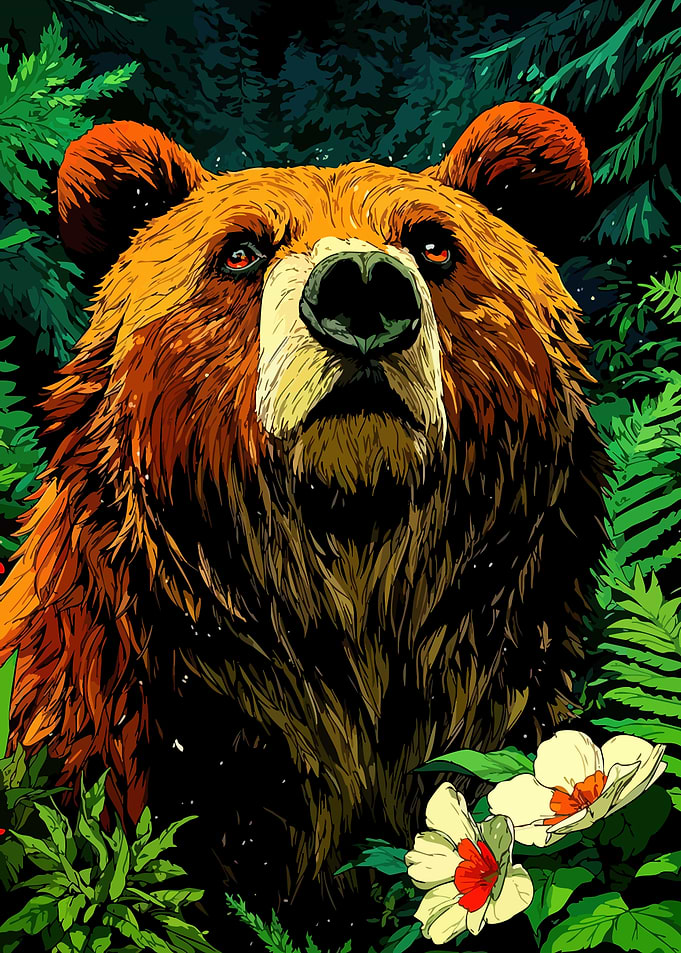Bear in Forest Illustration