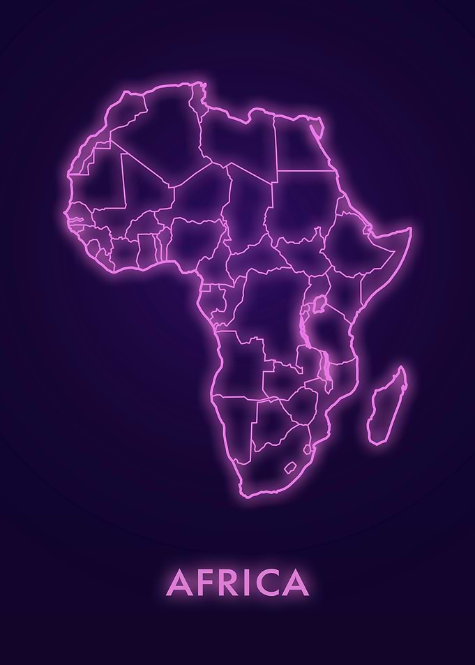 Neon Africa Map
