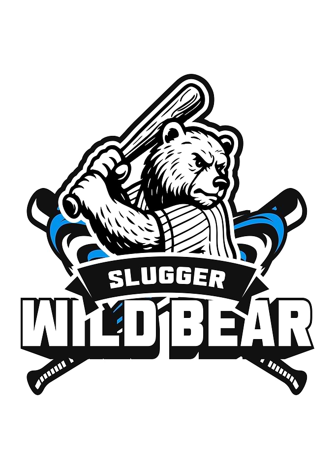 Wild Bear Slugger Baseball Team Logo