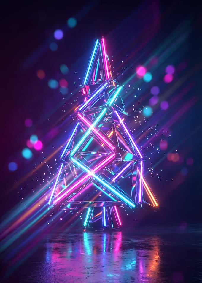 Neon Christmas Tree Abstract