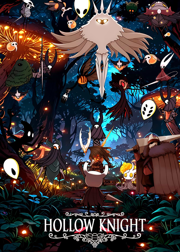 Hollow Knight Characters in Forest Scene