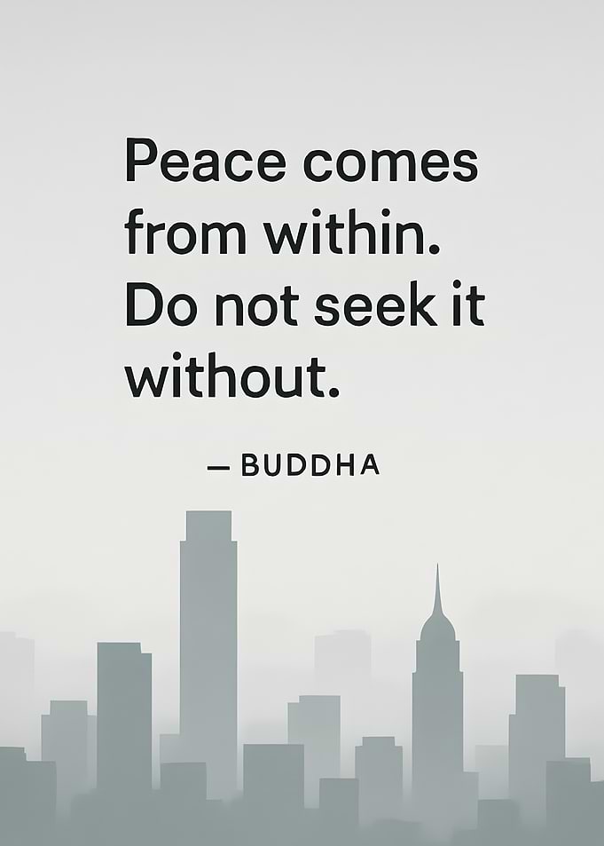 Peace Within Buddha Quote Cityscape