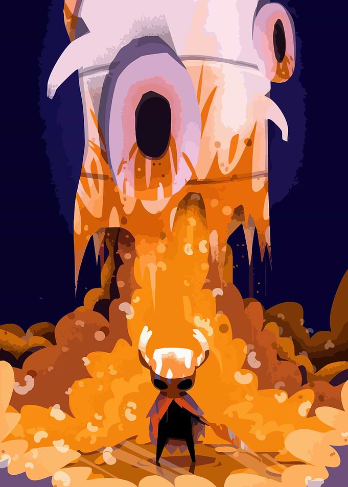 Hollow Knight Confronts a Towering Figure