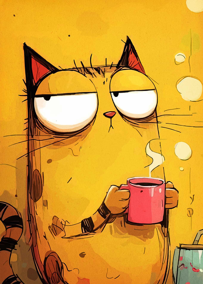 Grumpy Cat with Coffee