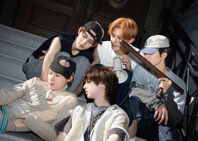 Group of Young Men on Steps Cortis
