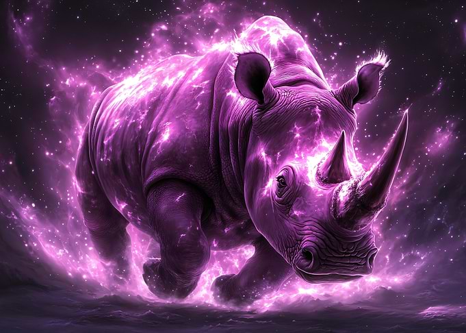 Cosmic Rhino in Purple Nebula