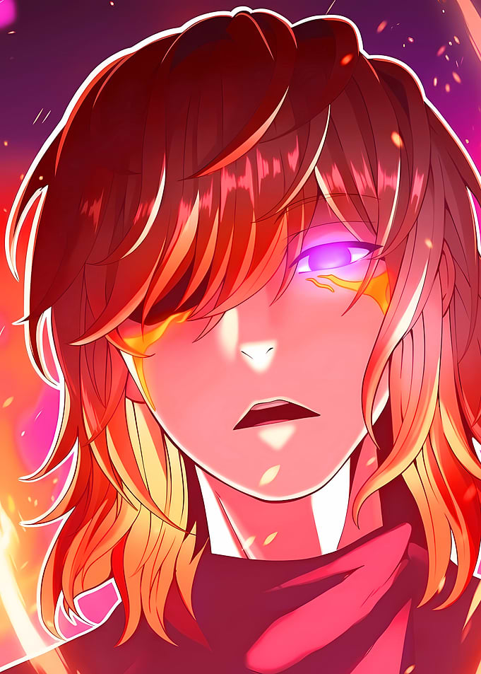 Anime Character with Fiery Aura