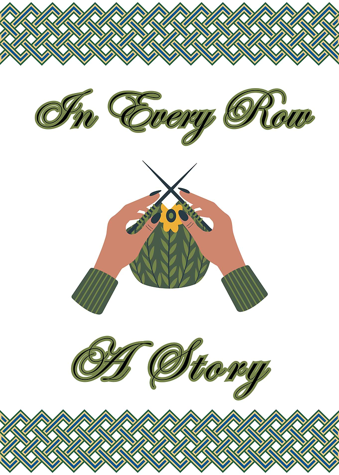 In Every Row a Story – Knitting Art Quote Poster for Crafters & Makers