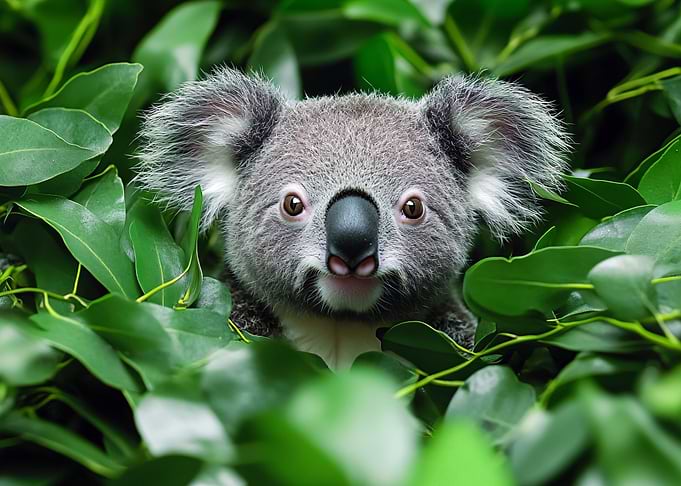 Koala in Green Leaves