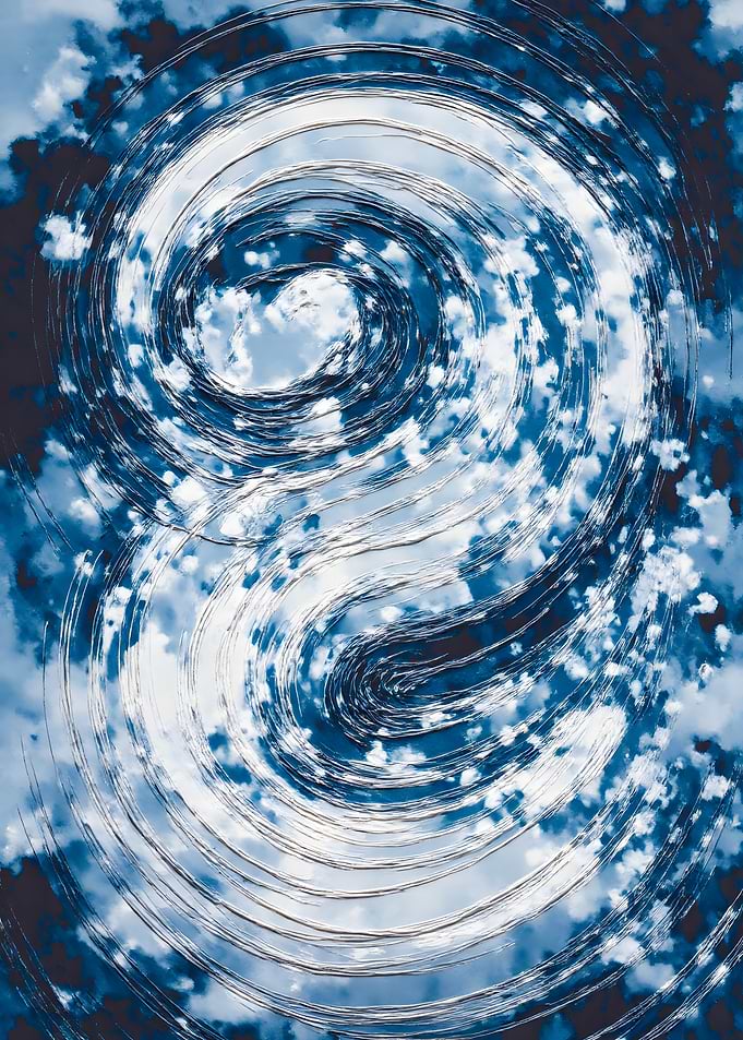 Blue and White Swirl Abstract