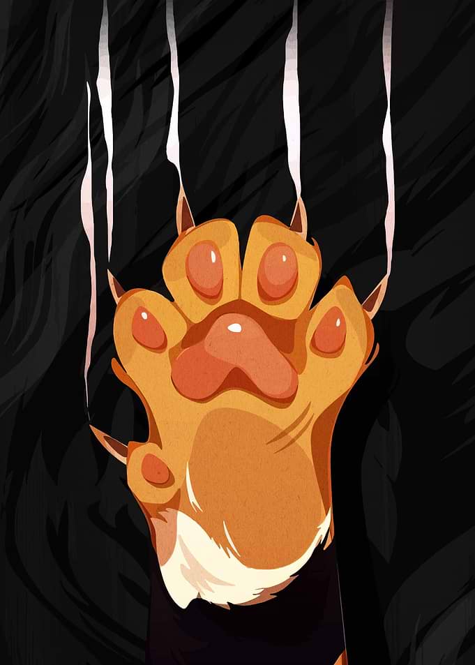 Cartoon Paw with Claws Scratching